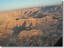 view of the desert from a hot air balloon